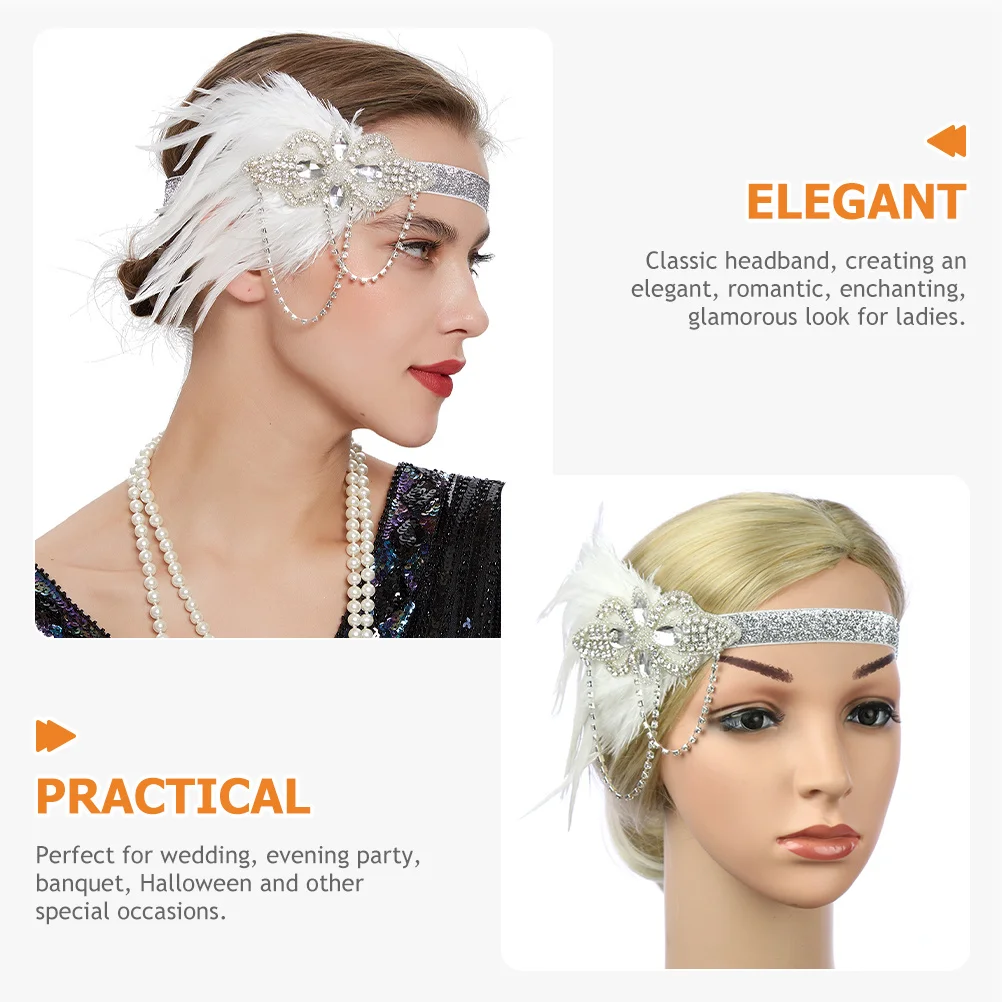 

1920s Headband Rhinestones Tassel Vintage Style Wedding Party Accessory Elegant Romantic Enchanting Glamorous Look