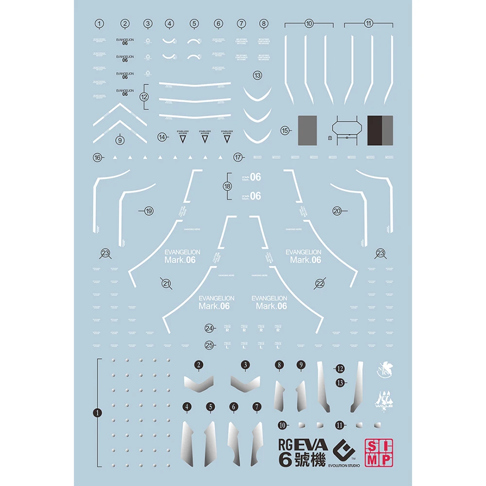 EVO água decalque para 1:144 RG Mark 06 modelo, materiais auxiliares, decalques de alta precisão, modelo plástico Detalhe-up sinais