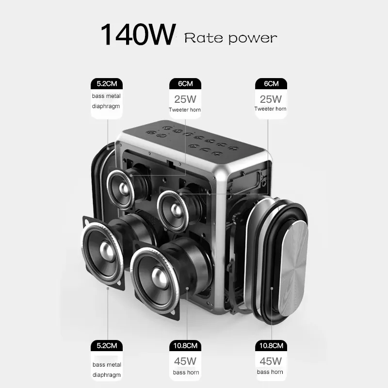 Portable Subwoofer King MAX 140W Karaoke Blue Tooth Speaker with Microphone Wireless Audio for Outdoor Party Player