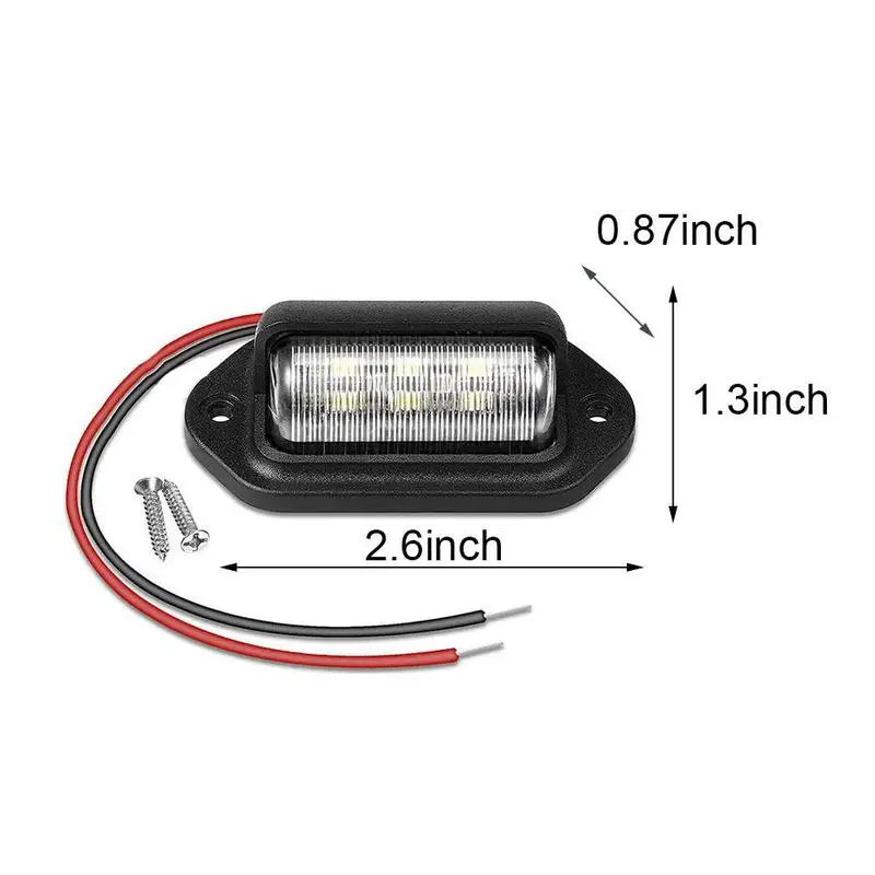 6 LED Car License Number Plate Light For SUV Truck Trailer Van Tag Step Lamp White Bulbs Car Products License Plate Lights