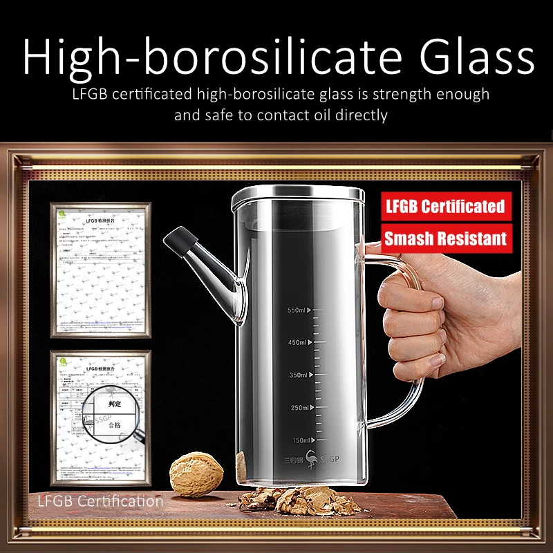 LMM high borosilicate glass oil tank anti-smashing -20 ℃~ 150 ℃ oil-resistant pan dust-proof kitchen sauce container