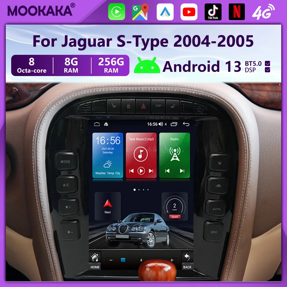 For Jaguar S-Type 2004 - 2005 Android 13 Car Radio Multimedia Player Auto Audio Stereo GPS Navigation Head Unit Wireless Carplay