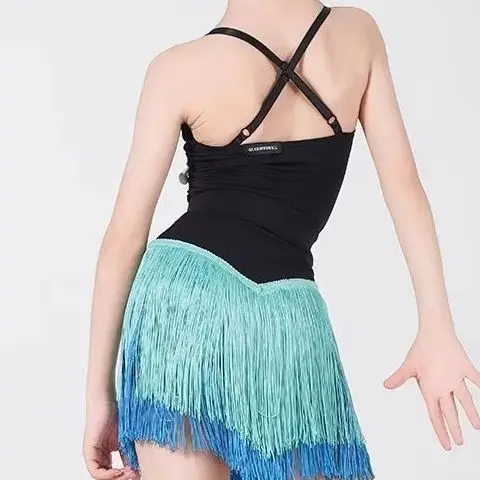 

Latin dance girls and children's spring and summer new halter tops and fringed skirts set performance practice uniforms
