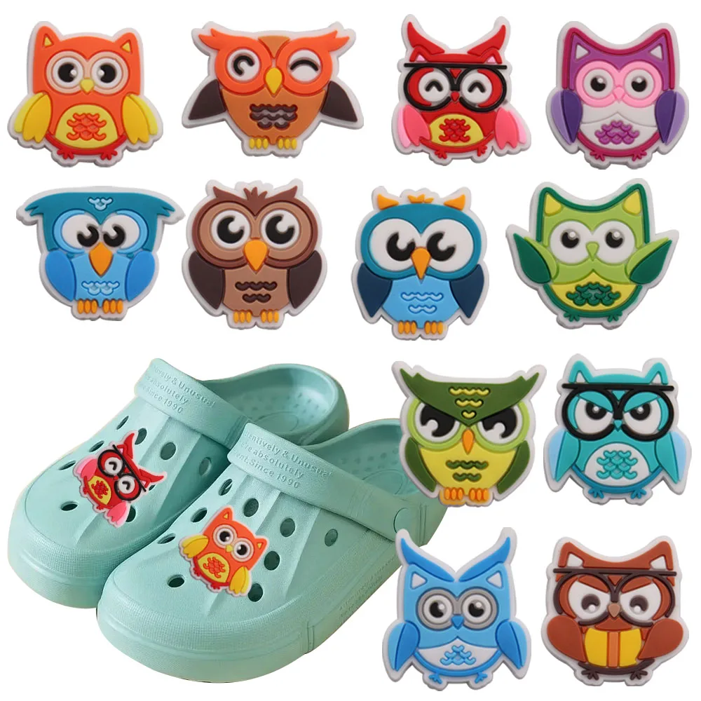 

Mix 50pcs PVC Animal Kawaii Colorful Owl Series Bird Slippers Accessories Kids Garden Shoe Decorations Clog DIY Shoe Charms