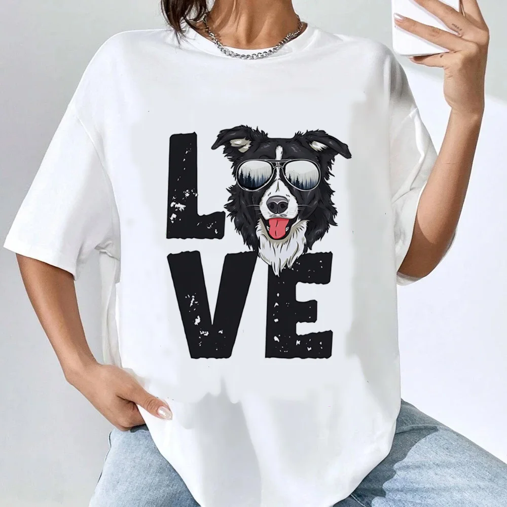 Border Collie t shirt girl 80s Retro 2000s Pastel kawaii Gothic t shirt Pastel University graphic Trendy Classic 2000s