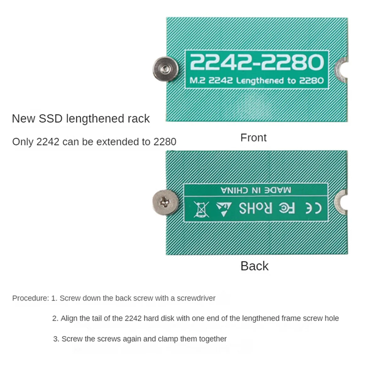 M.2 NGFF NVME Extended Transfer Card Adapter Expansion Rack Board 2242 to 2280 Extended M.2 2242 Lengthened to 2280