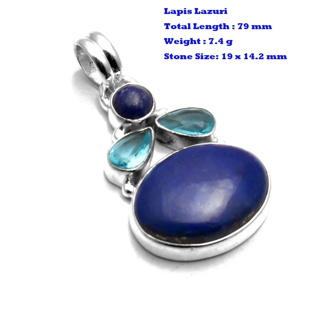 

Genuine Biwa Pearl Larimar Labradorite Lapis Lazuri Ruby Mystic Topaz Turquoise Azurite Amethyst Pendant 925 Sterling Silver