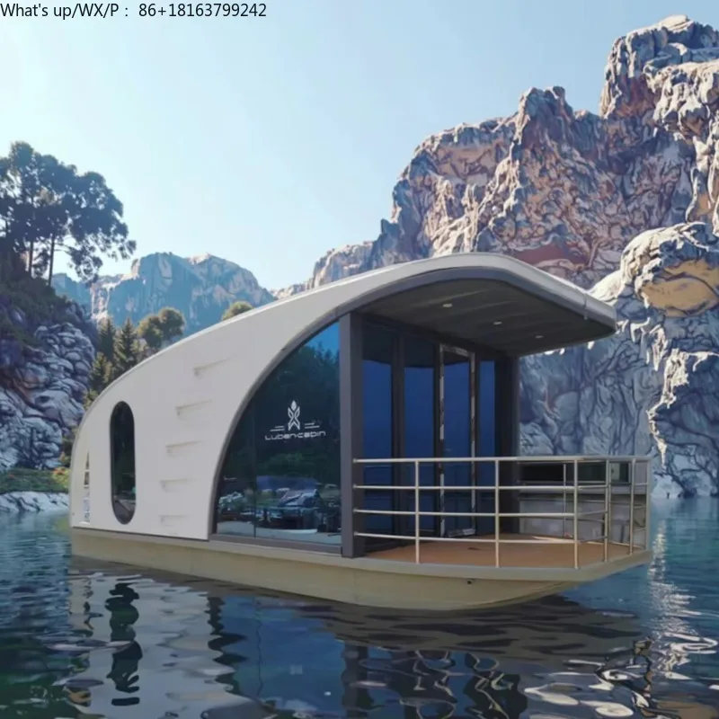 

Eco-Pod Lu xury Water Cabin Expandable Steel Sandwich Panel Houseboat Waterproof Floating House School Living Room Bedroom Mall