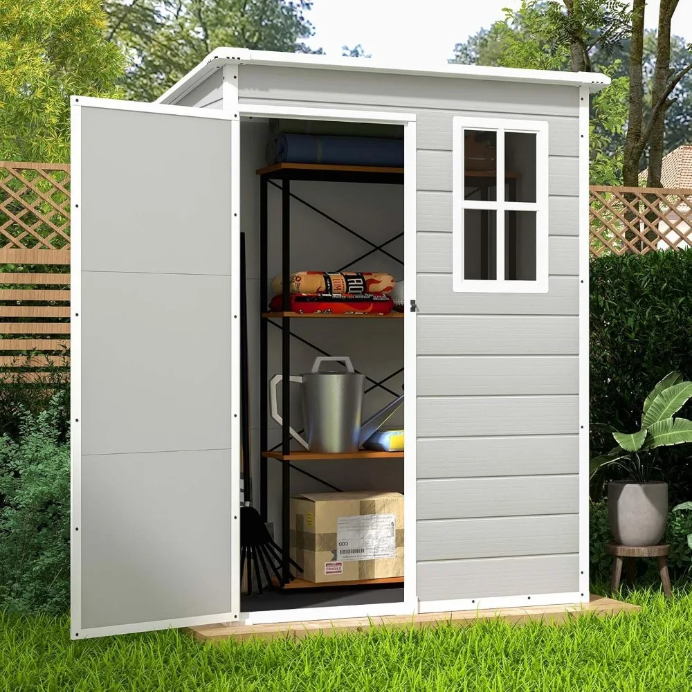 5x3 FT Resin Outdoor Storage Shed-Perfect to Store Patio Furniture, Garden Tools Bike Accessories, Beach Chairs and Lawn Mowe