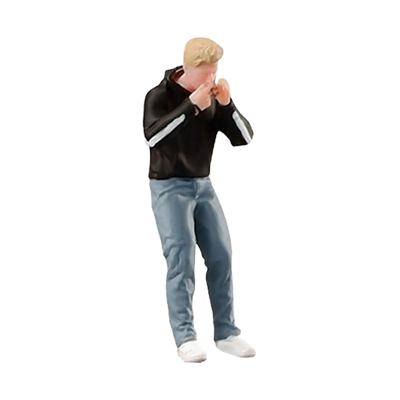 1:64 Scale Diorama Photography Man Figure Layout Desk Decor Tiny Resin Male Miniature Figurine for Gift Doll House Decoration