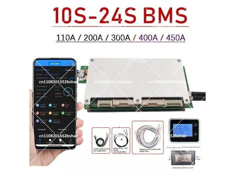 Smart Bluetooth BMS 10S-24S 200A 300A 400A 450A LiFePo4 Li-ion LTO Battery Protection Board 14S 16S 20S
