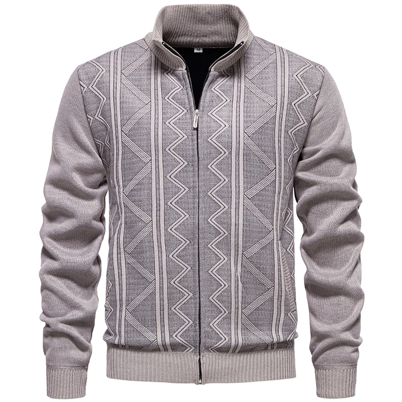 

Men Knitted Cardigan Turtleneck 2024 Autumn Winter Warm Thick Stand Collar Solid Casual Cardigan Jacket SweaterCoat Mens Clothes