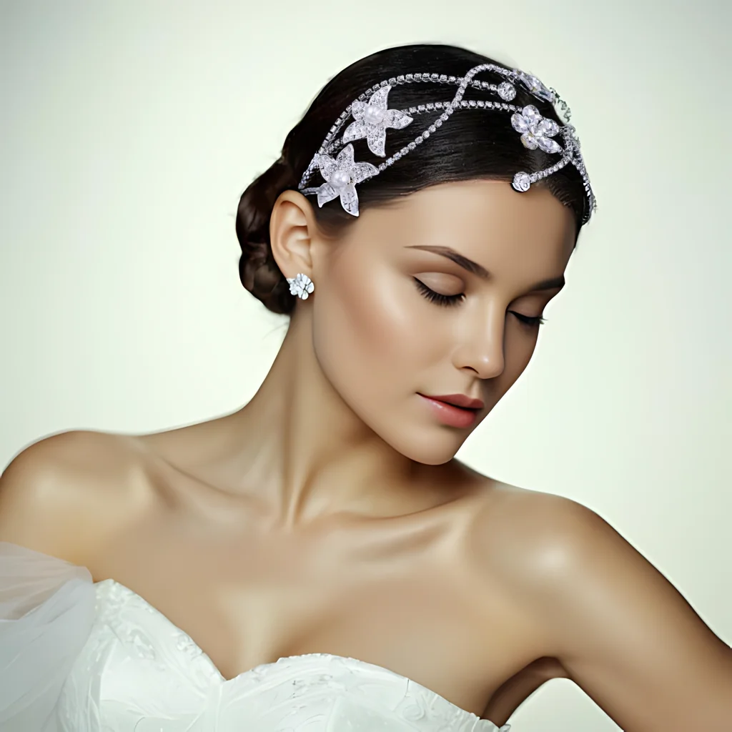 Sparkling Metal Rhinestone Headbands Silver Color Luxury Bride Headwear Elegant Women Party Wedding Accessories HP713