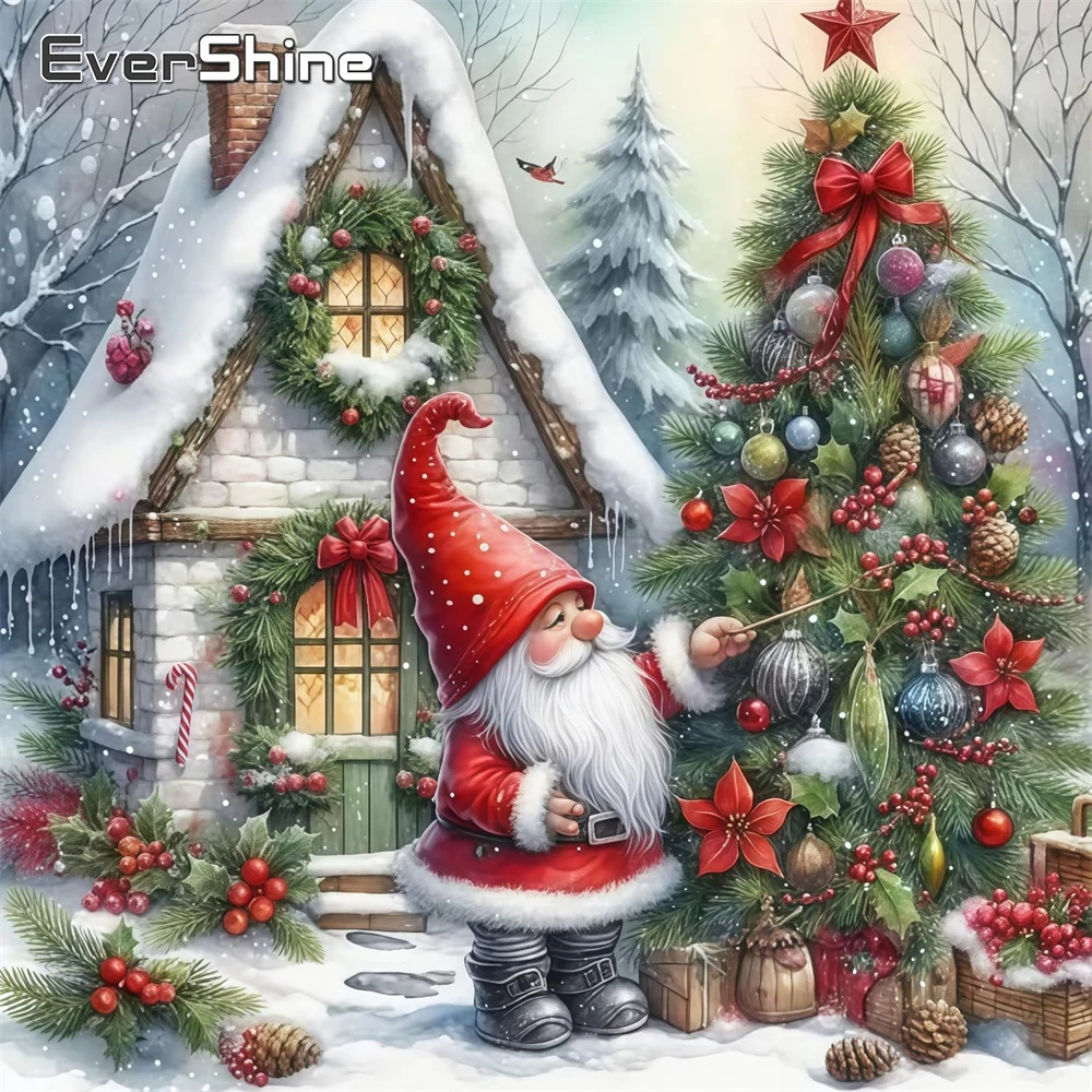 Evershine DIY Diamant Mosaik Haus Landschaft Malerei Weihnachtsbaum Geeignet für Anfänger Stickerei Weihnachtsmann Kind Geschenk