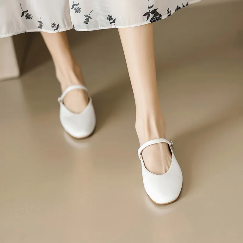 Phoentin Women\'s Genuine leather cover Toe fashion Slippers Summer low Heels Fashion flats elegant mules shoes plus size FT2541
