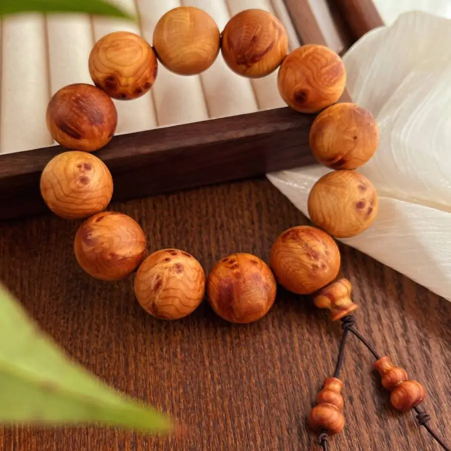 

Handmade arborvitae bead bracelet,men's cuff button bracelet,Ramadan prayer bead,women's meditation,holiday gift,daily wear