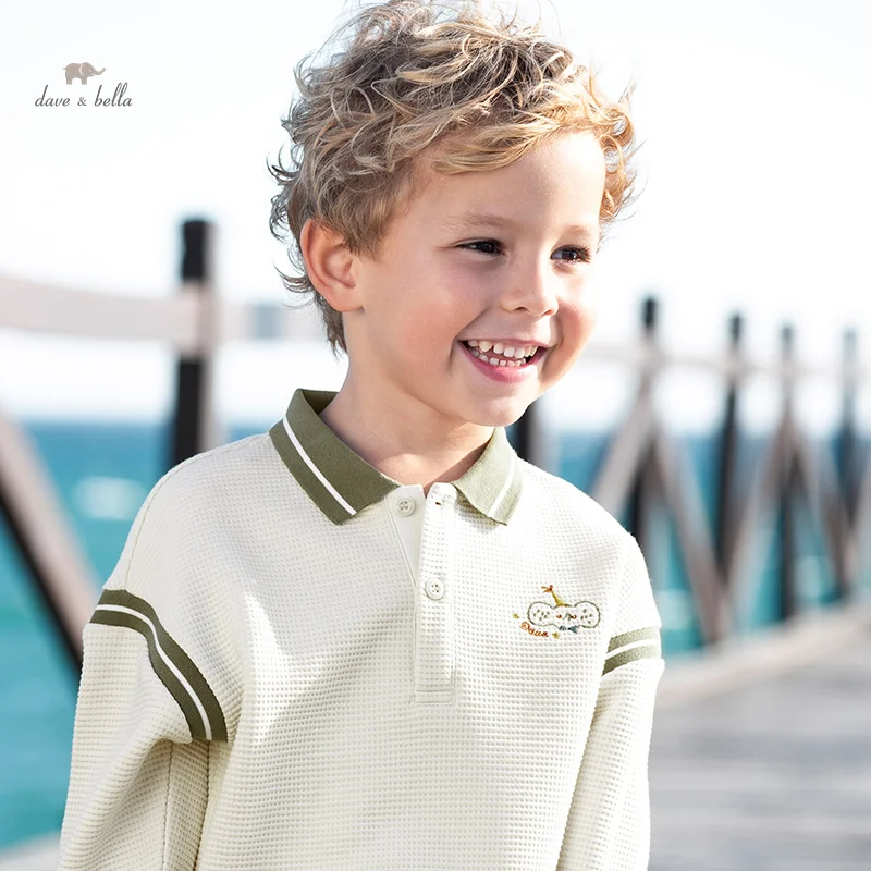 

Dave Bella 2024 New Spring Clothes Boy's Baby Polo Shirt Children Top Fashion Casual Long Sleeves Cool Undershirt DB1248096