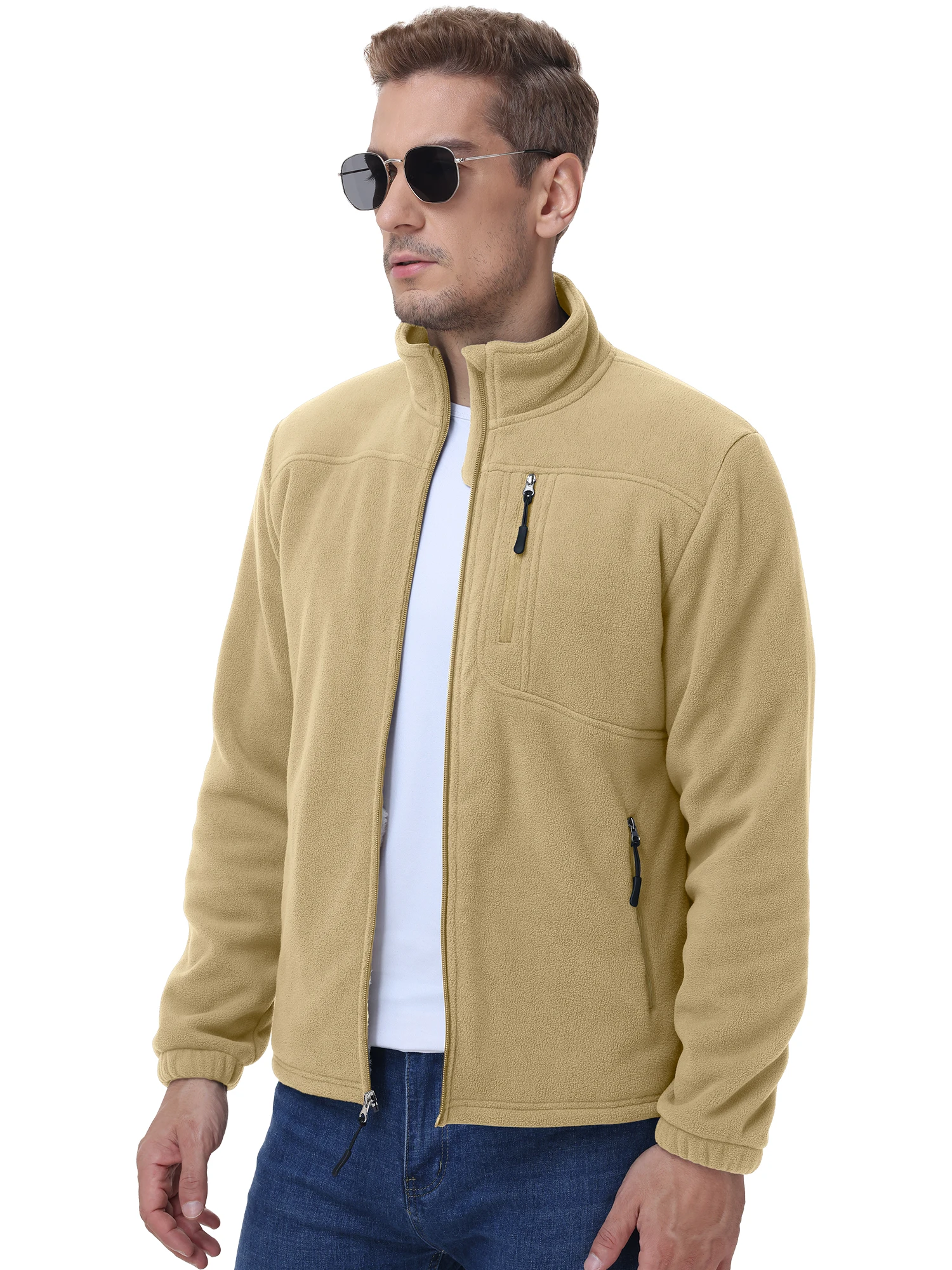 Herren Warme Polarfleece-Jacke mit Vollreißverschluss, Windbreaker mit mehreren Taschen, Arbeits- und Wanderjacke für Herbst & Winter – Detail 11