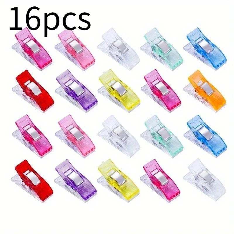 16pcs Job Foot Case Multicolor Plastic Clips Fabric Clamps Patchwork Hemming Sewing Tools Sewing Accessories