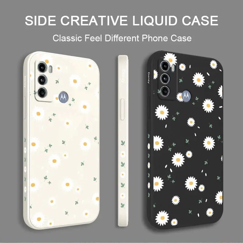 G60 Deciduous Daisies Silicone Phone Case For Motorola Moto G60 G62 G60S G40F G54 G52 G42 G72 G84 G34 G24 G14 G13 G100 G82 Cover
