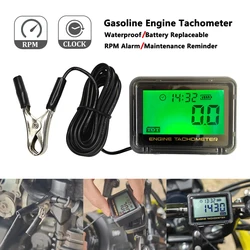 Waterproof Digital Big Screen Engine Tachometer Motorcycle Multifunction Tach Hour Meter RPM SVC Clock For Boat Moto With Clip