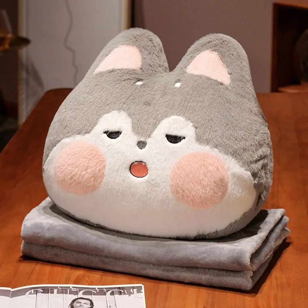 Cute with Blanket Warm Hand Throw Pillow Anime Rabbit Pillow Blanket Cat Soft Plush Hand Warmer Pillow Sleeping