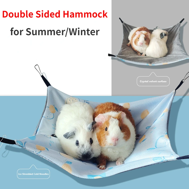 Pets Hammock Cotton Hamster Mouse Hanging Bed Small Pet Hamster Rabbit Double-sided Sleep Nest Hanging Hammock for Summer Winter