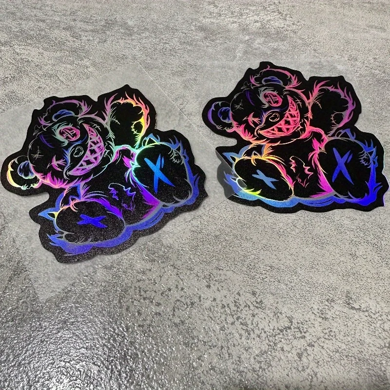 

Dark Devil Bear Laser Reflective Sticker Glowing Eyes Vinyl Decal for Car Motorcycle Laptop Skateboard