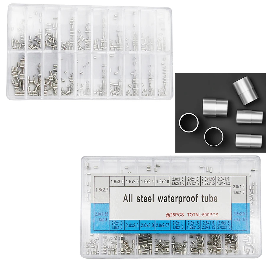 Peças de relógio 500 acessórios de relógio para tubos de metal à prova d'água para proteger a coroa de relógios em caixa, tamanho 20