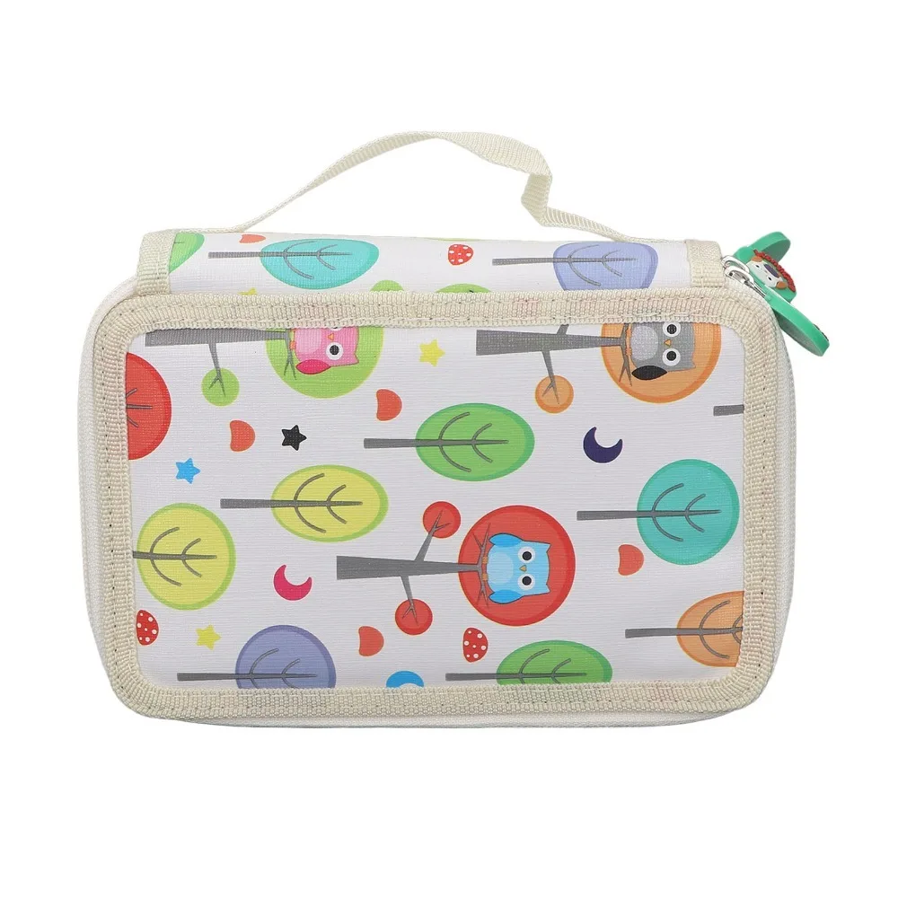 Zipper Closure Colored Pencil Case 4 Layers Foldable Large Capacity Pencil Case 72 Holes Oxford Cloth Pencil Organizer