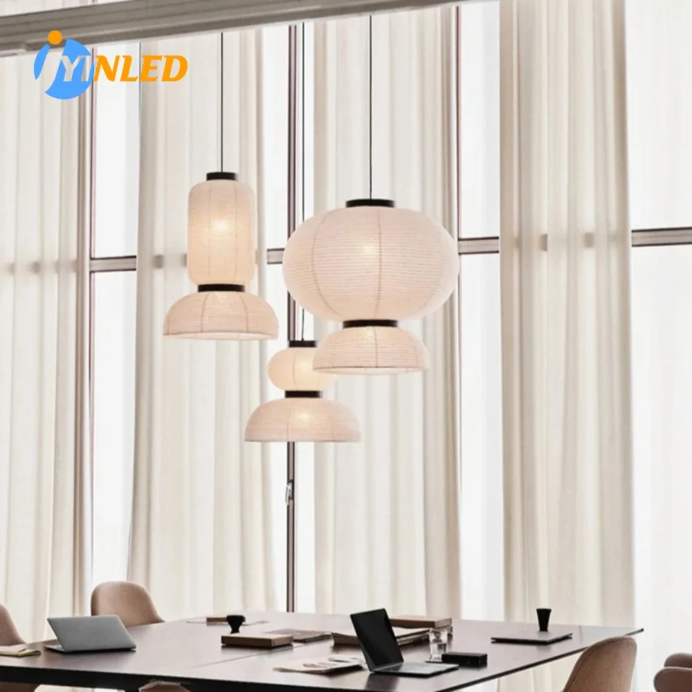 

Wabi-sabi Hanging Lamp White E27 Pendant Light Dining Room Rice Paper Lantern Lamp for Restaurant Decor Kitchen Island Loft Shop