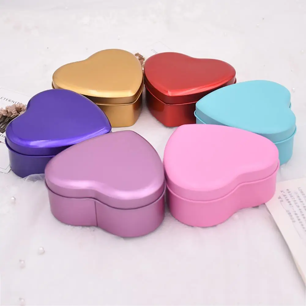 Mini Portable Tin Box Heart-shaped Gift Box Multifunctional Durable Tinplate Box Storage Case Candy Pill Cases Jewelry Box