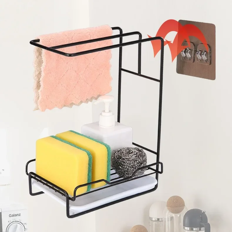 rag rack, kitchen drain rack, non-punching countertop, wall-mounted sponge towel, kitchen supplies storage rack