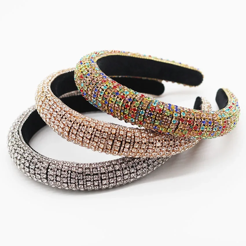 

Women Rhinestone Shiny Hairbands Cute Hair Hoop Headwear Baroque Fashion Crystal Beads Headband for Women