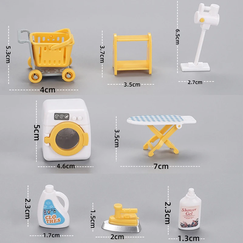 Wasmachine Set Speelhuis Speelgoed Kinderen Miniatuur Poppenhuis Klein Meubilair DIY Model Voor Geschenken