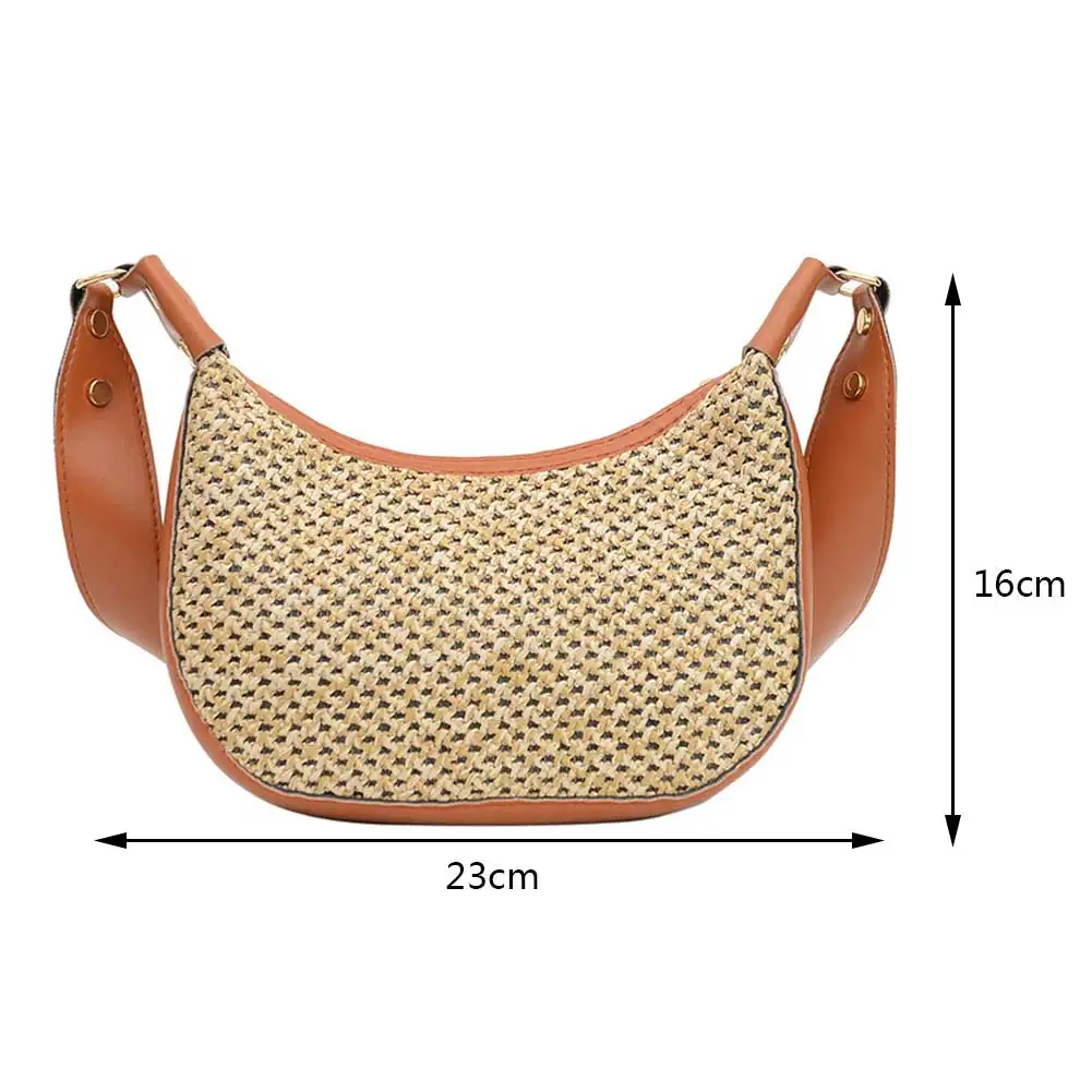 

Fashion Women Crossbody Bag Breathable Summer Straw Satchel Bags Zipper for Gift