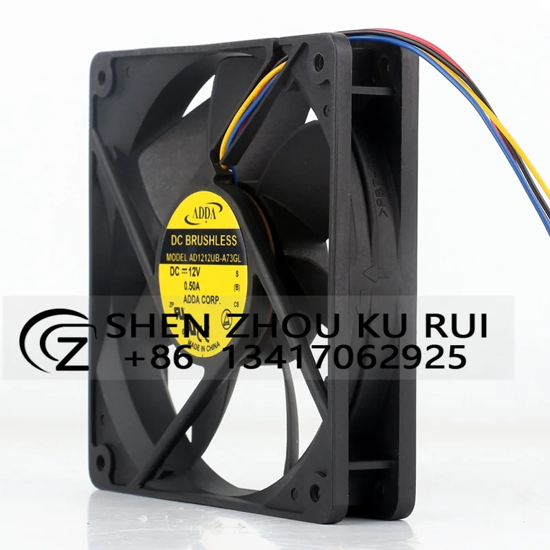 

AD1212UB-A73GL Case Cooling Fan Double Ball Bearing for ADDA 120X120X25MM 12025 0.50A 12CM 4 Wire Computer CPU High Airflow