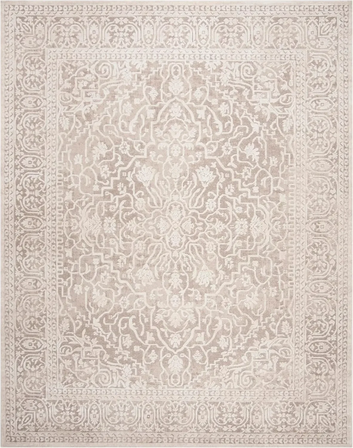 Reflection Collection Area Rug - 8' x 10', Beige & Cream, Vintage Distressed Design, Non-Shedding & Easy Care, Ideal for High Tr