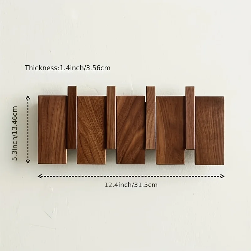 1pcs Wooden Coat Rack Wall Mounted Coat Rack Wall Mounted with Hooks for Hanging Coats/keys/hats/robes and Towels/plants/bags