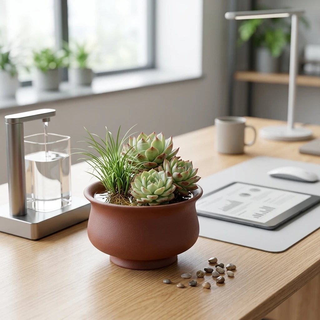Clay Planter Breathable Flower Pot for Office Desk Small Round Succulent Pot Drainage Hole Indoor Desktop Garden Decor