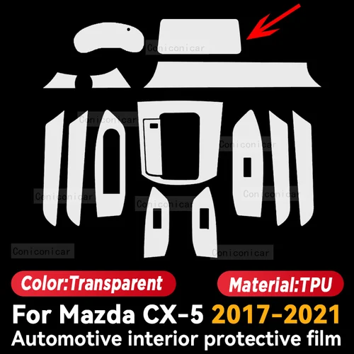 Imagen 2 del producto Para Mazda CX-5 CX5 2017-2024 2023 Panel de coche película tablero pegatina protectora Interior película antiarañazos Accesorios