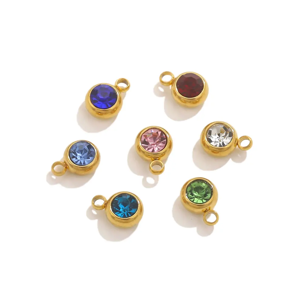 20pcs 6mm Stainless Steel Zircon Charms for DIY Jewelry Necklace Bracelet Findings Earrings Making Charm Jewelry Findings