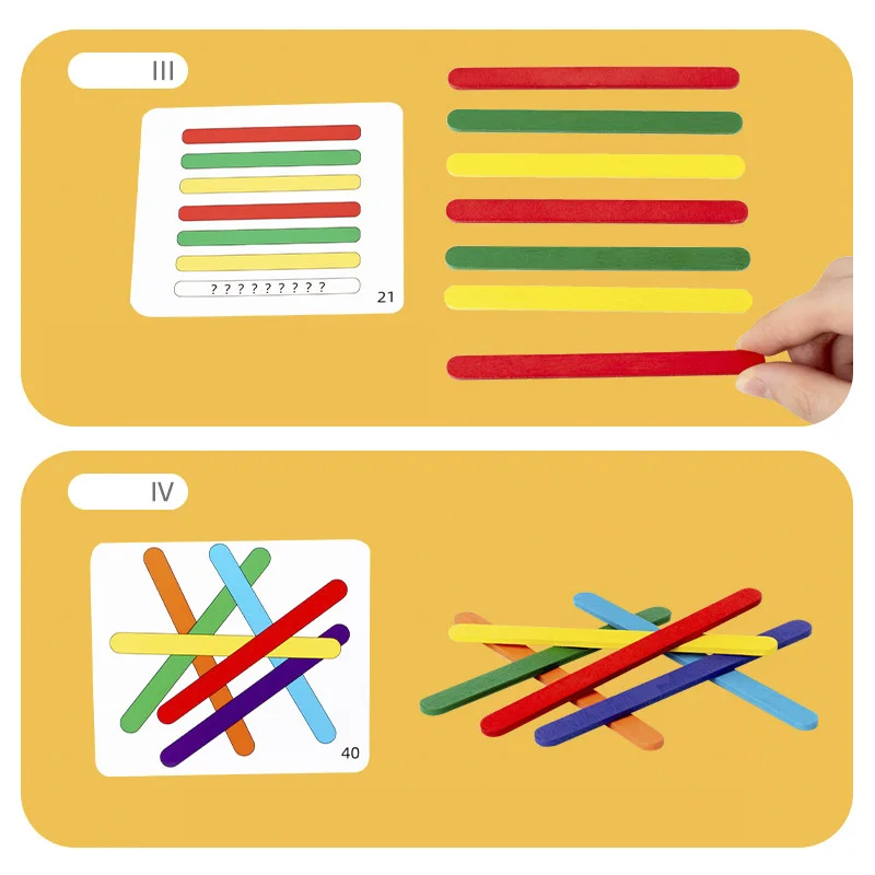 Arcoíris Stick Thinking Puzzle Challenge juegos de mesa para niños, juguete educativo Montessori