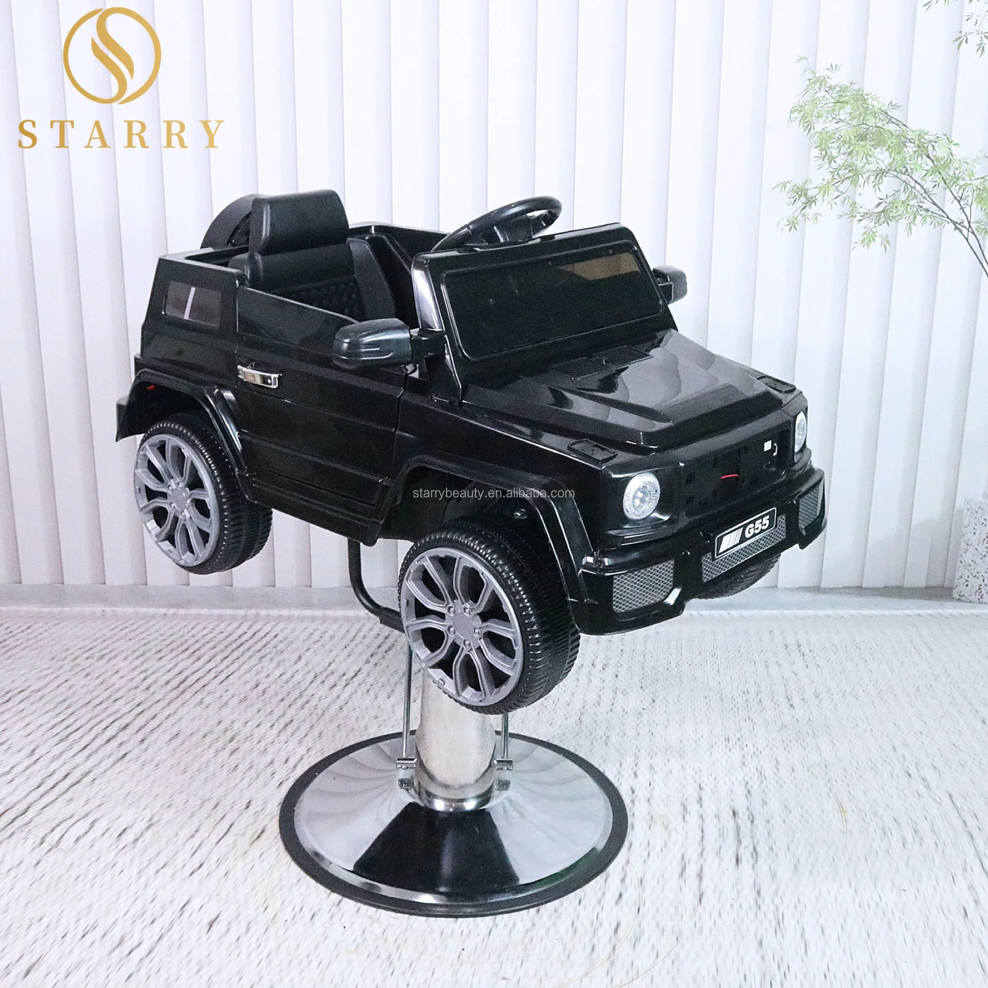 Children's Adjustable Height Barber Chair With Heavy Duty Steel Frame For Boys-Modern Design Metal Construction Salon Equipment