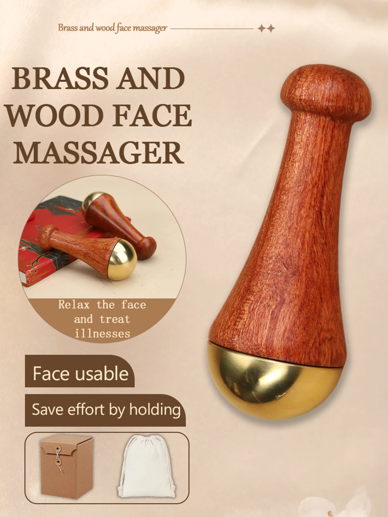 guasha massage tool face gua sha face Copper wood scraping stick kansa hammer Face and foot massage