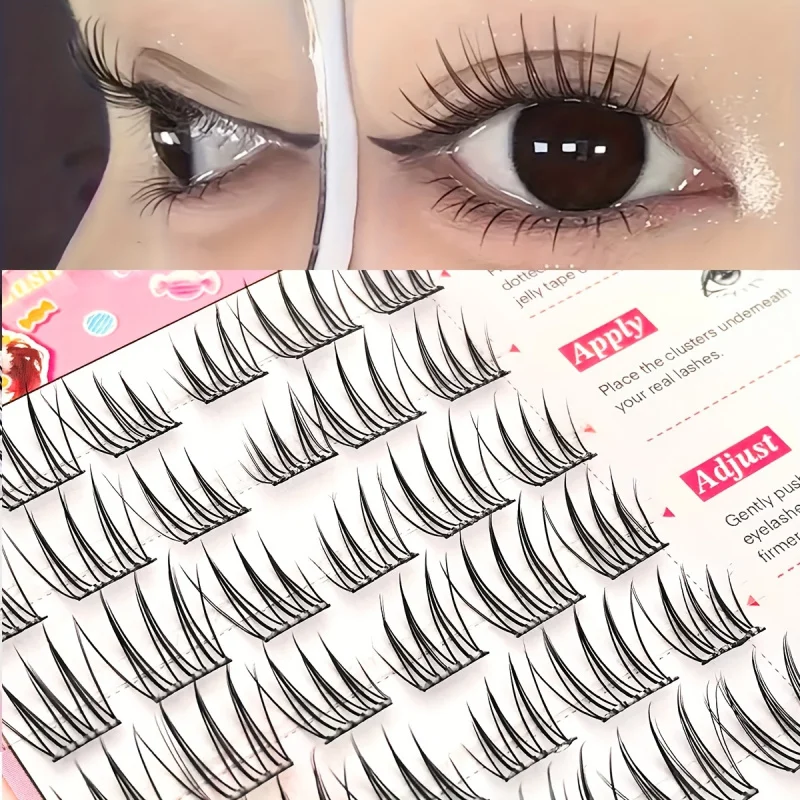 Selbstklebende falsche Wimpern, kein Kleber erforderlich – vormontierte Klebestreifen, wiederverwendbare DIY-Clusterwimpern, geeignet für C-Curve