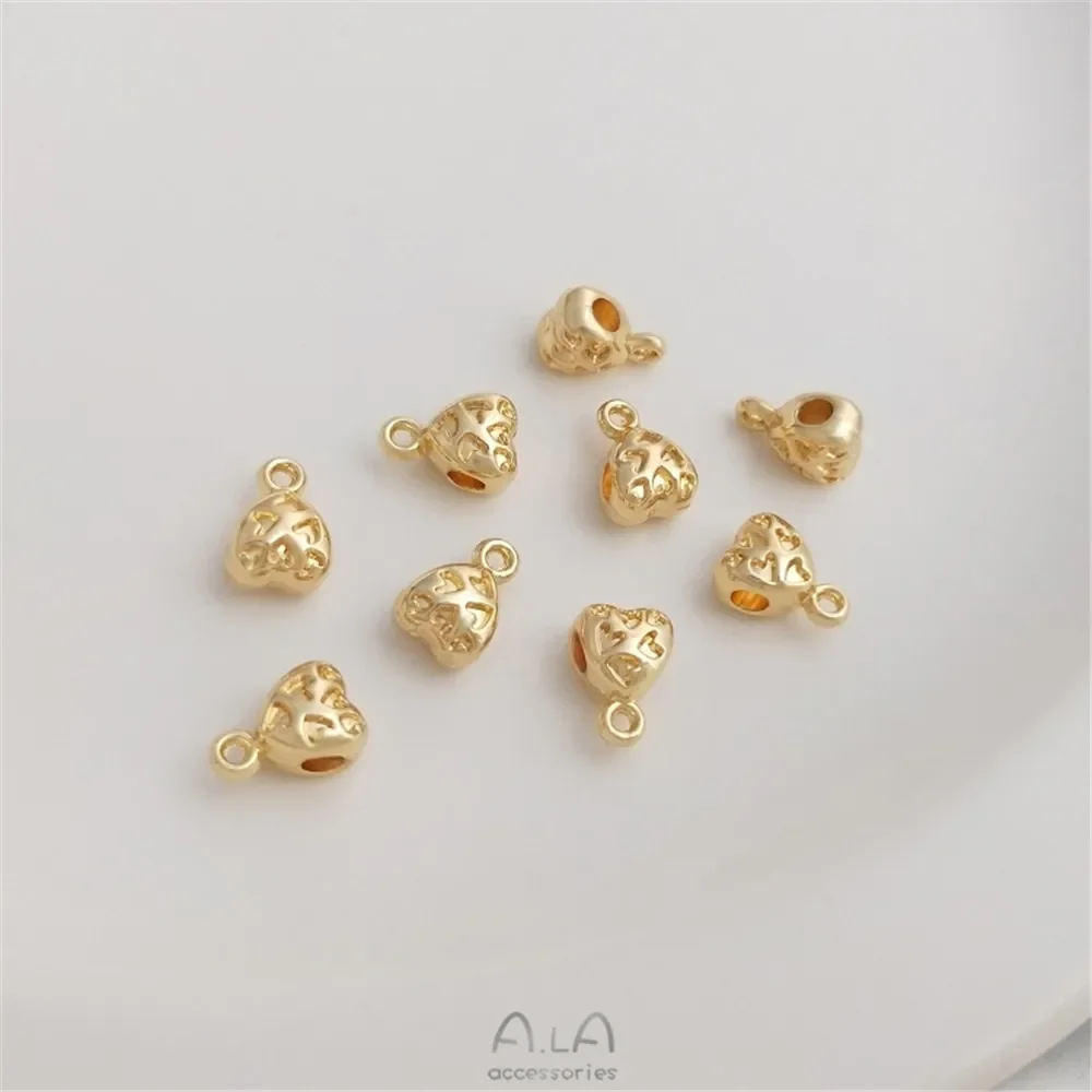 14K gouden tas kleurbehoud liefdevormige riem ring kraal scheiden handleiding DIY armband ketting sieraden kraal hangende accessoire