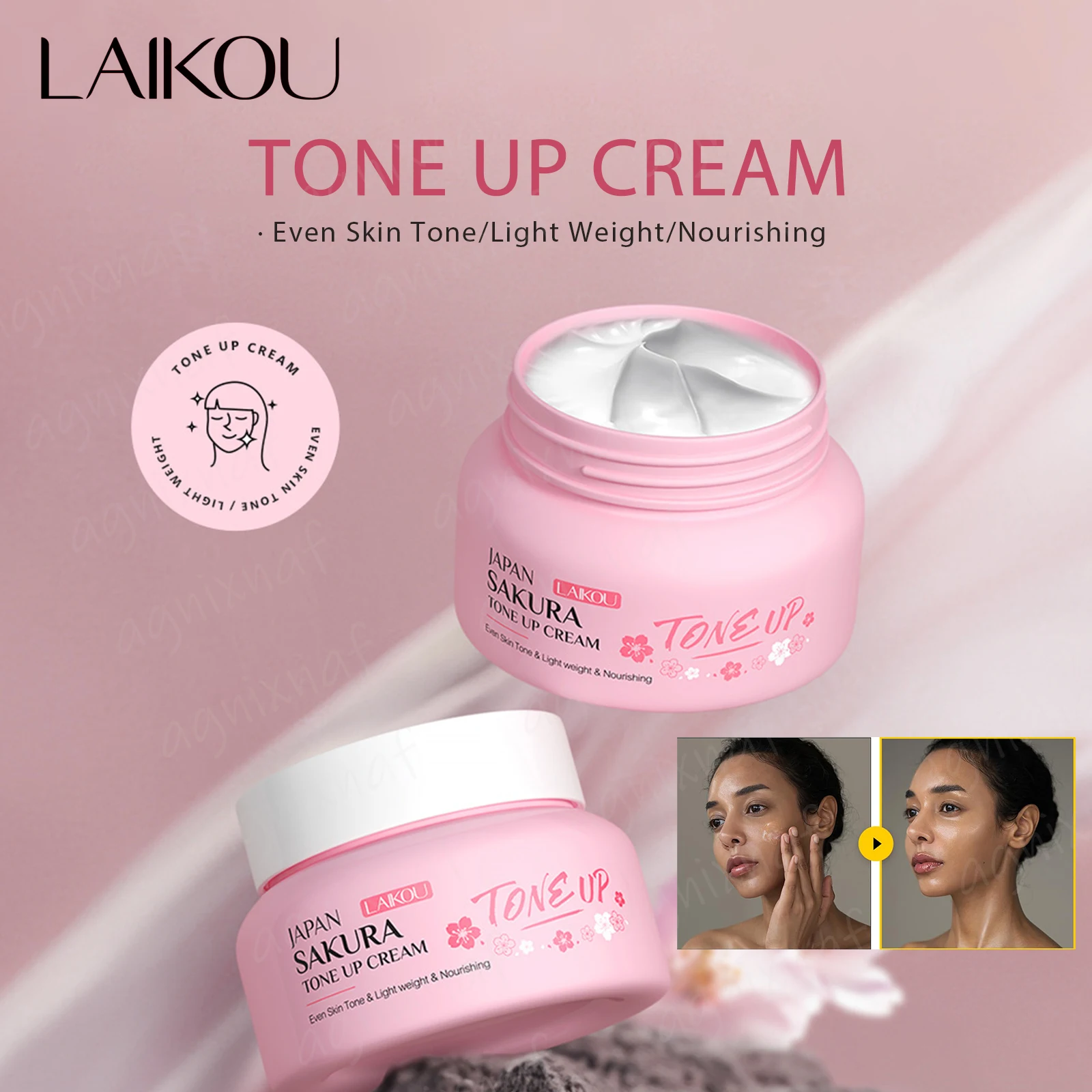 

LAIKOU Japan Sakura Original 60g Tone up Cream Moisturizing Nourishing Skin Face Cream Brightening Cream Face Skin Care Product