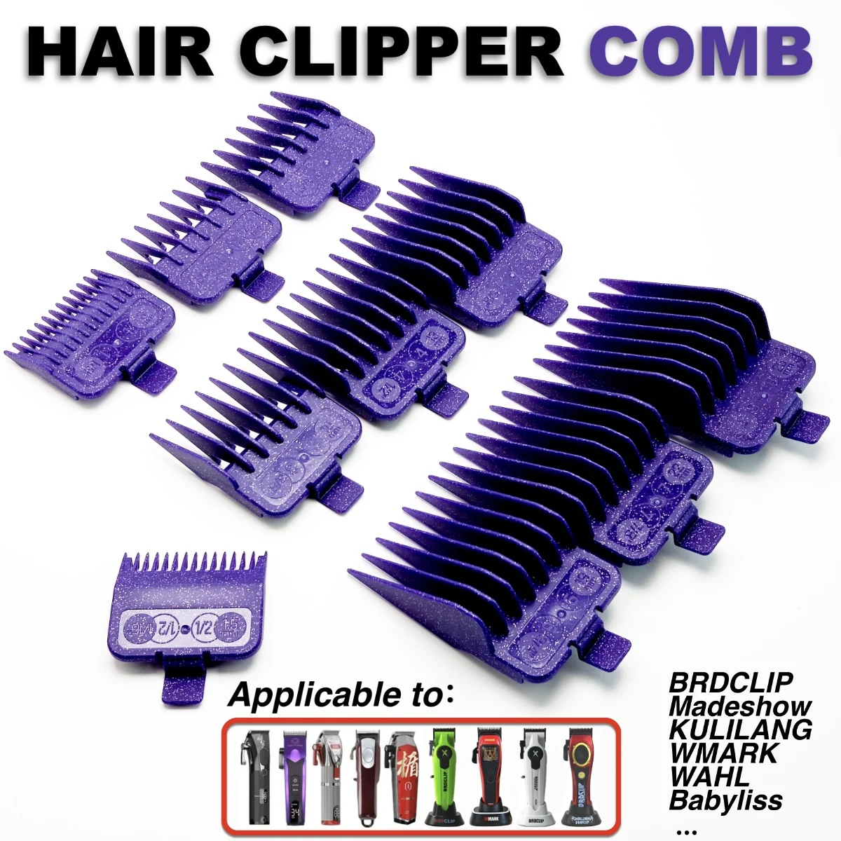 Professional electric hair clipper comb 10PC Purple Limit Comb Suitable for M10, R77F, 2020C, KULILANG, WMARK, BRCILIP Barbers ﻿