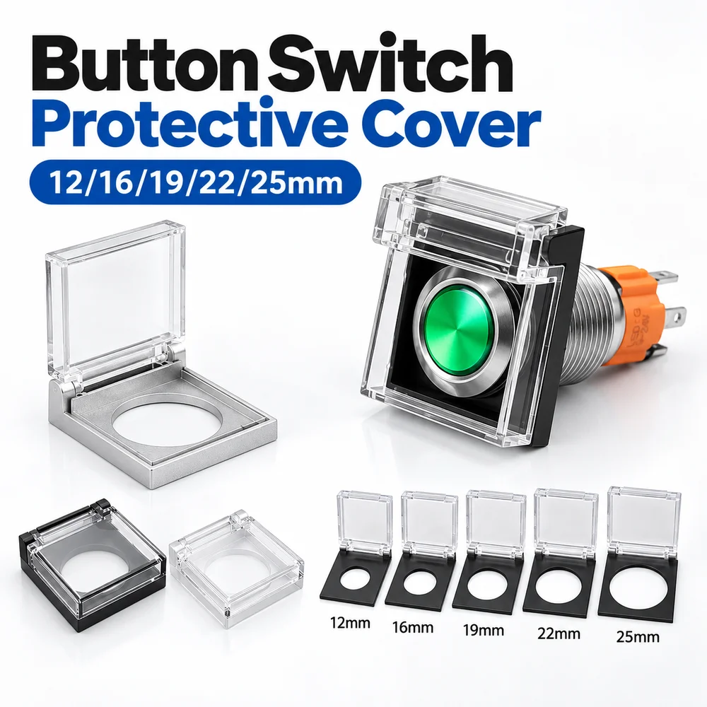 1Pcs 12/16/19/22/25mm Button Switch Protective Cover Plastic ABS Base Switch Protection Cover Nano Glue Semi Transparent